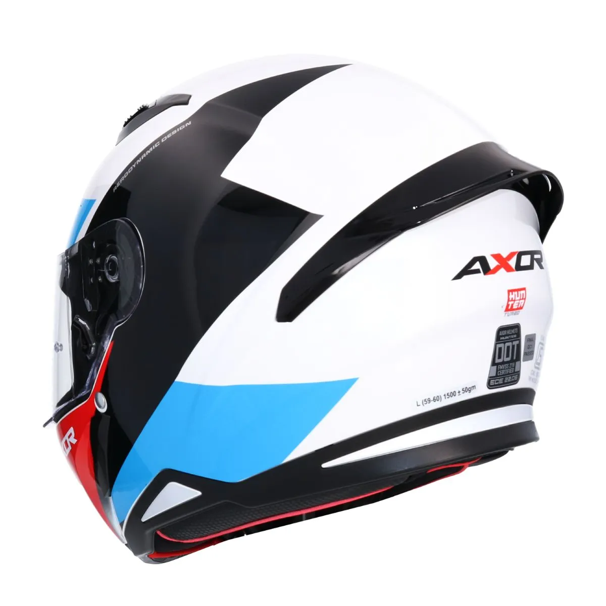 AXOR Hunter Turbo Full Face Helmet White Red rear view