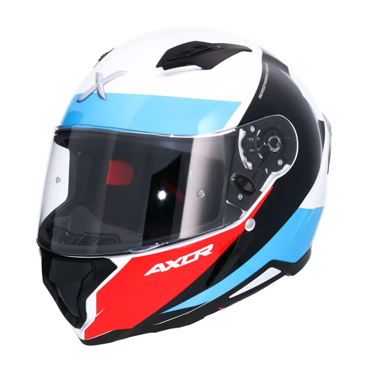 AXOR Hunter Turbo Full Face Helmet visor locking system White Red