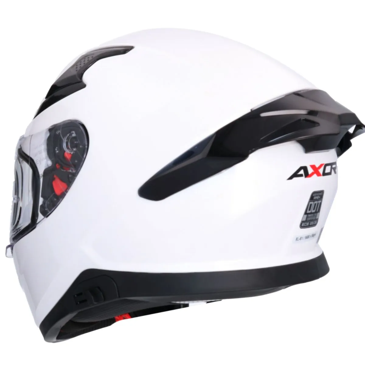 AXOR Katana Full Face Helmet White Pearl rear spoiler view