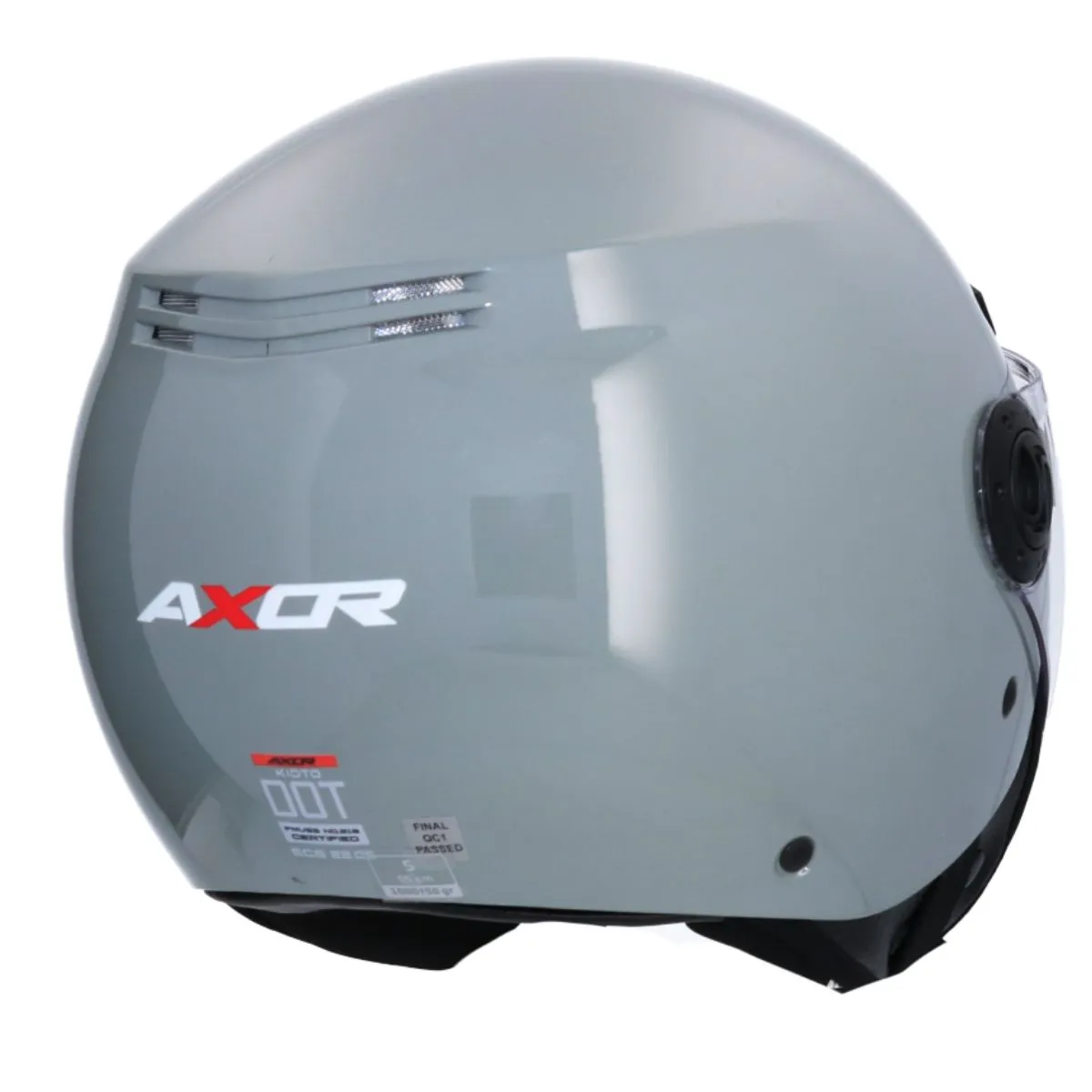 AXOR Kioto Solid Open Face Helmet Asphalt Grey rear view
