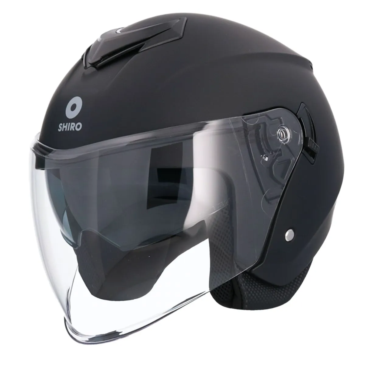 AXOR Ibiza Solid Open Face Helmet UV sun visor Matt Graphite close-up