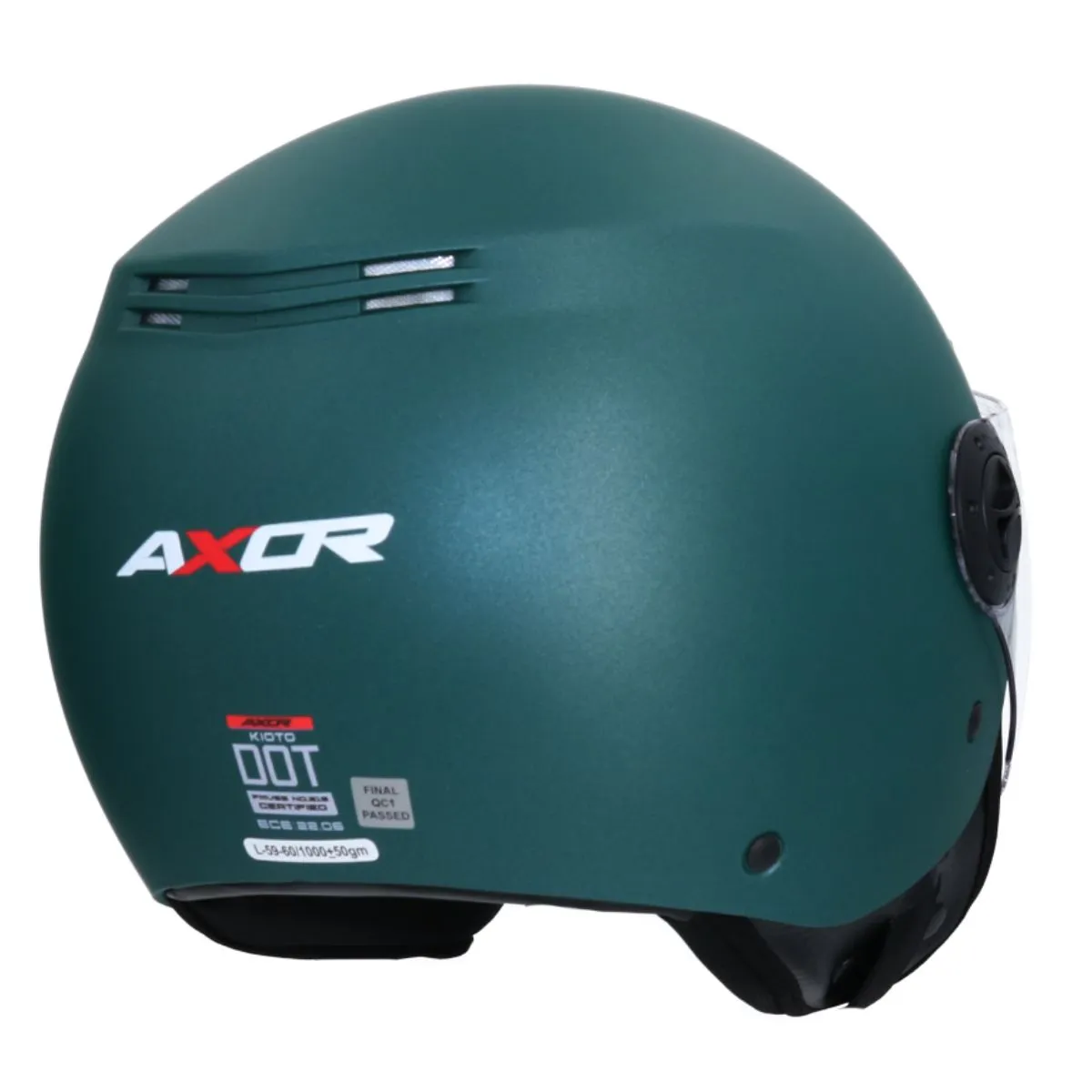 AXOR Kioto Solid Open Face Helmet Mundy Teal Green rear view