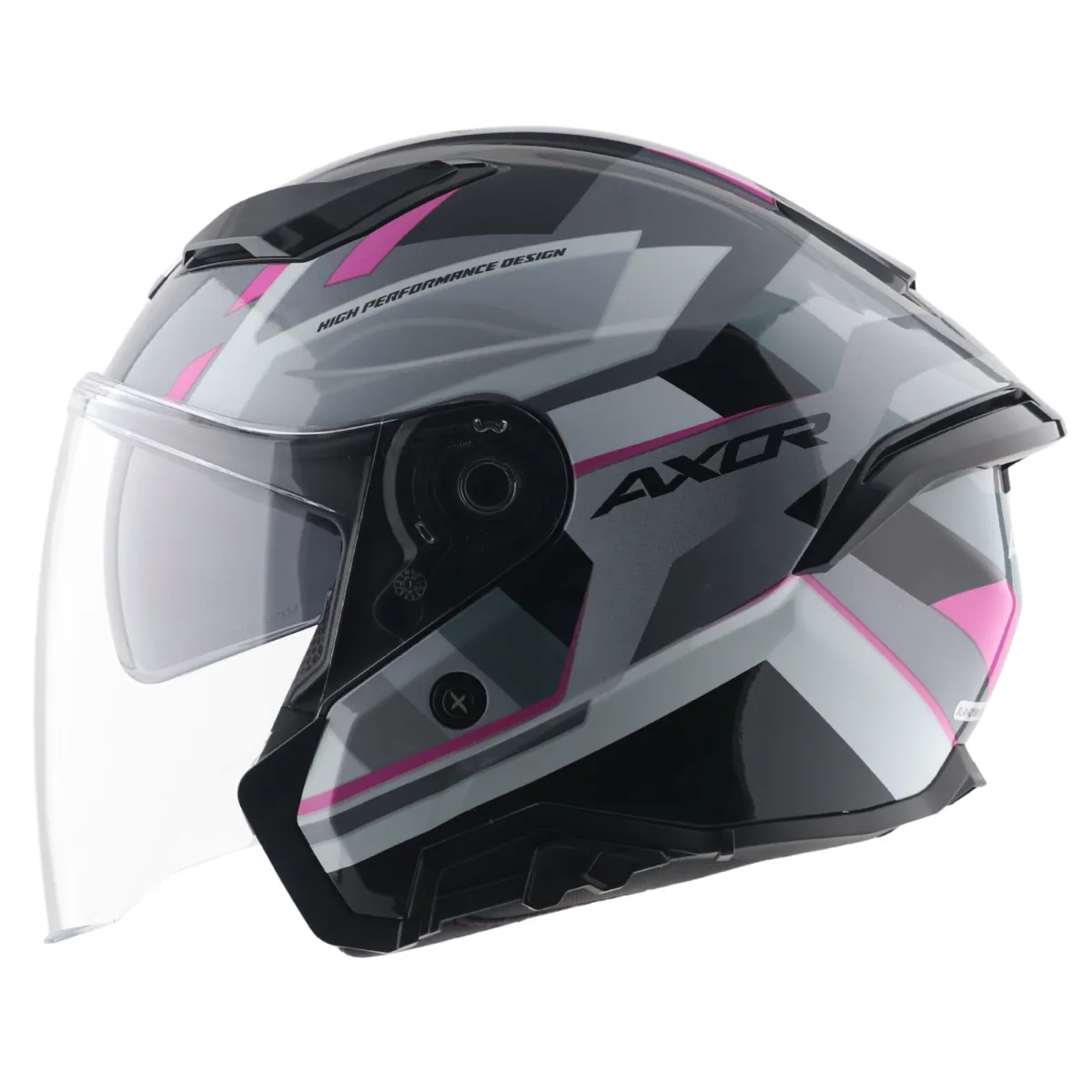 Capacete Jet AXOR Kylo Bean viseira panorâmica e pala solar UV em pormenor