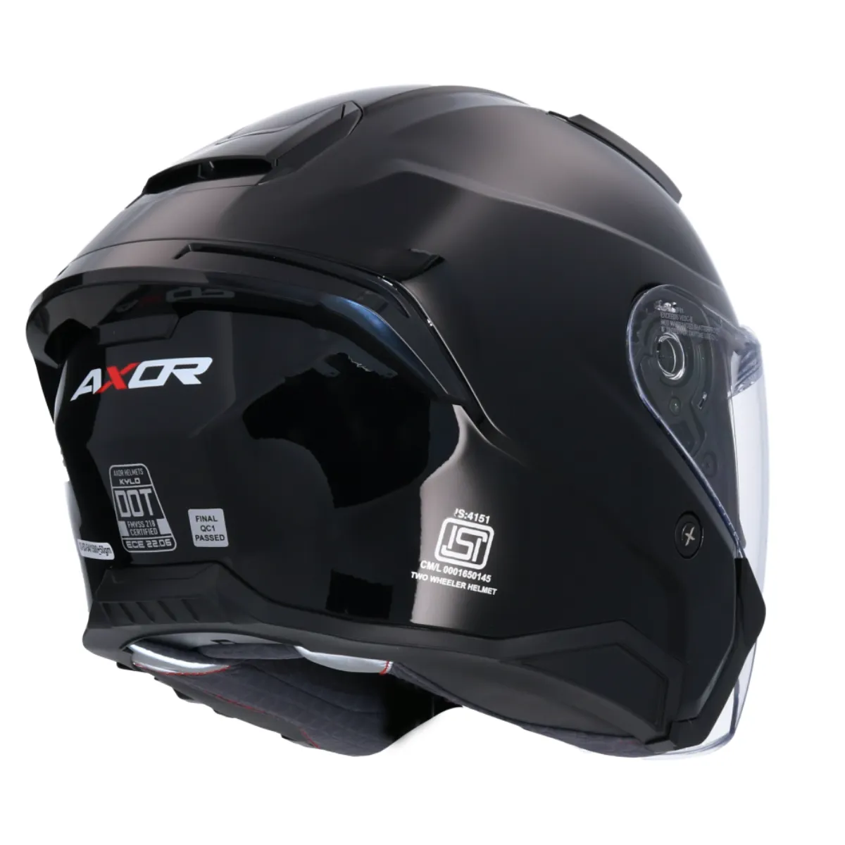 AXOR Kylo Open Face Helmet Solid Black rear view