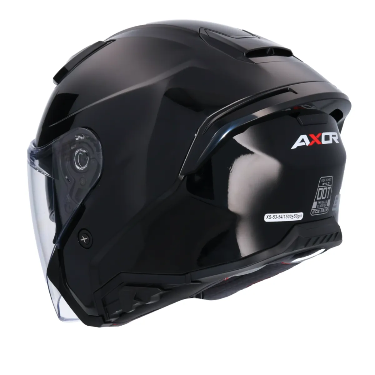 AXOR Kylo Open Face Helmet Solid Black rear view