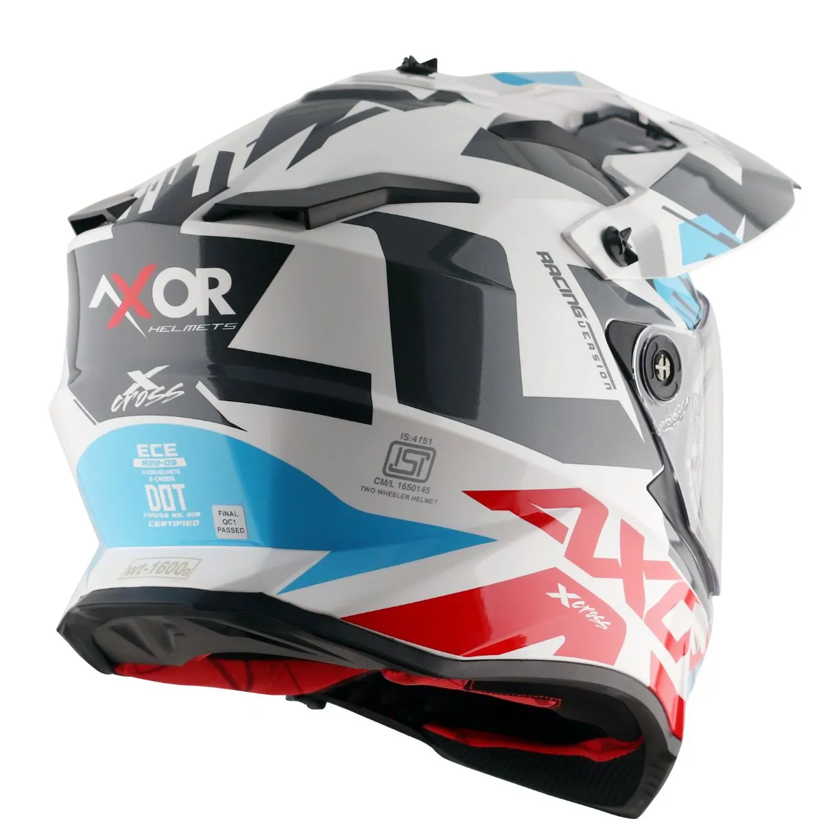 AXOR X-Cross D/V X1 Adventure Helmet Rear View White Red