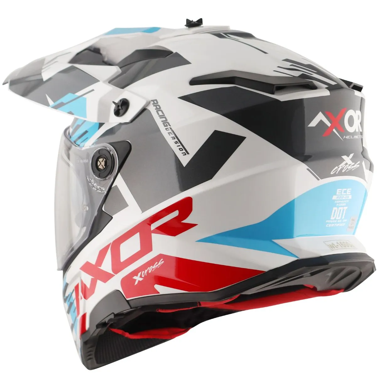 AXOR X-Cross D/V X1 Adventure Helmet Rear View White Red