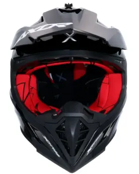 AXOR X-Cross Solid Black Red Helmet Front View
