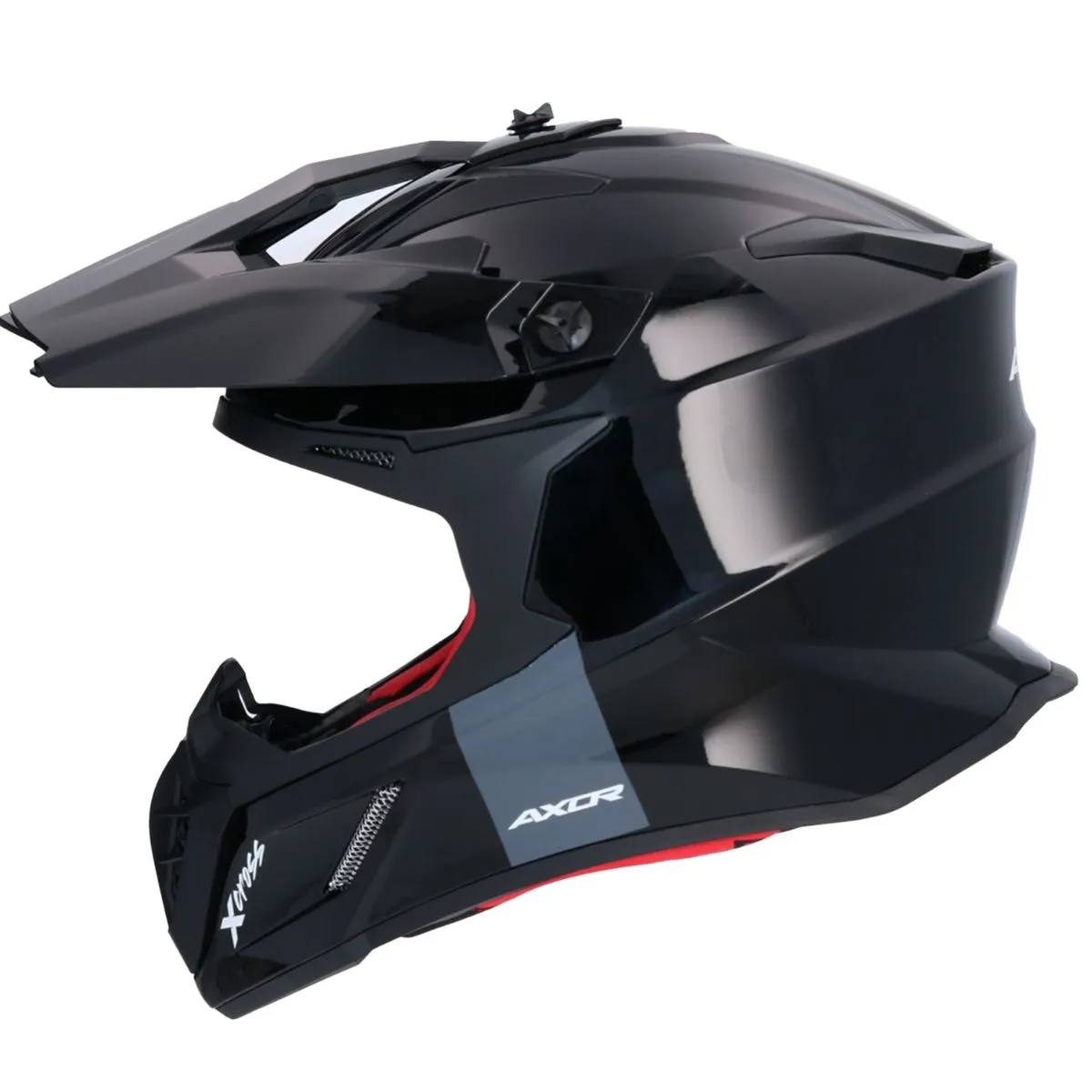 AXOR X-Cross Solid Black Red Helmet Left Side View