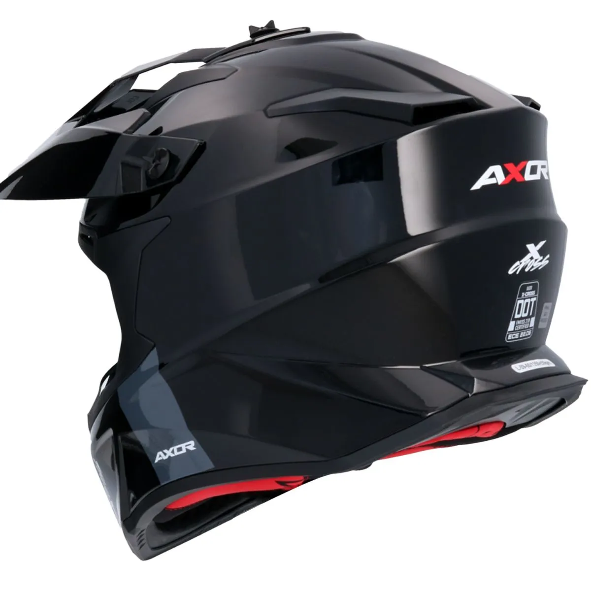 AXOR X-Cross Solid Black Red Helmet Rear View