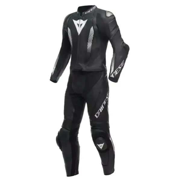 Dainese Laguna Seca 5 Two Piece Leather Suit Black White front view