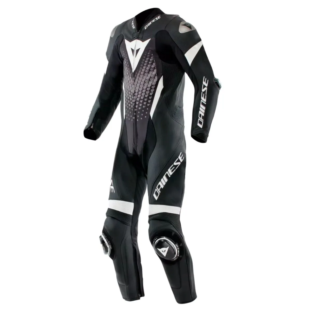 Dainese Laguna Seca 6 uno Piece cuero mono negro blanco Anthracite delantero view