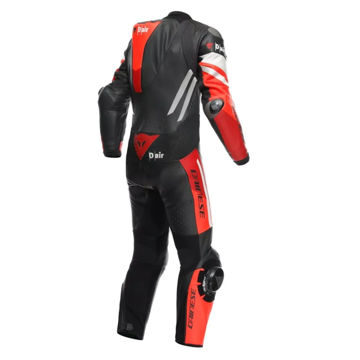 Dainese Misano 3 D-Air One Piece Leather Suit Negre Vermell Blanc posterior view