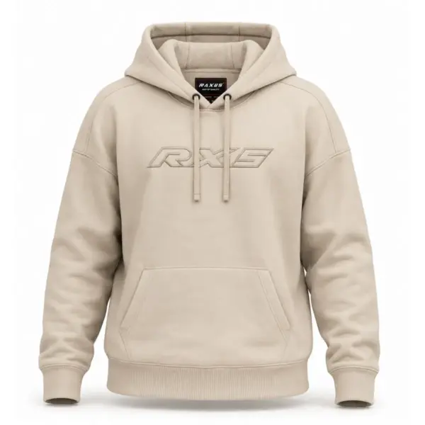 Raxus F-1 Motorcycle Hoodie Beige Front View