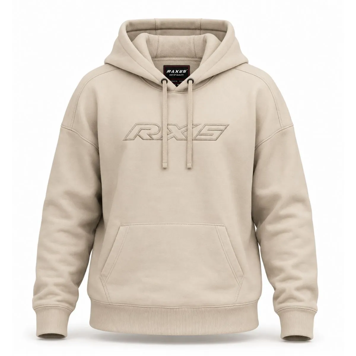 Raxus F-1 Motorcycle Hoodie Beige Front View