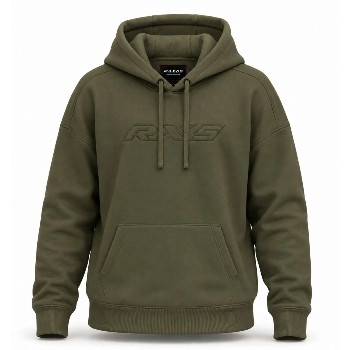 Raxus F-1 Motorcycle Hoodie Olive Green Front View