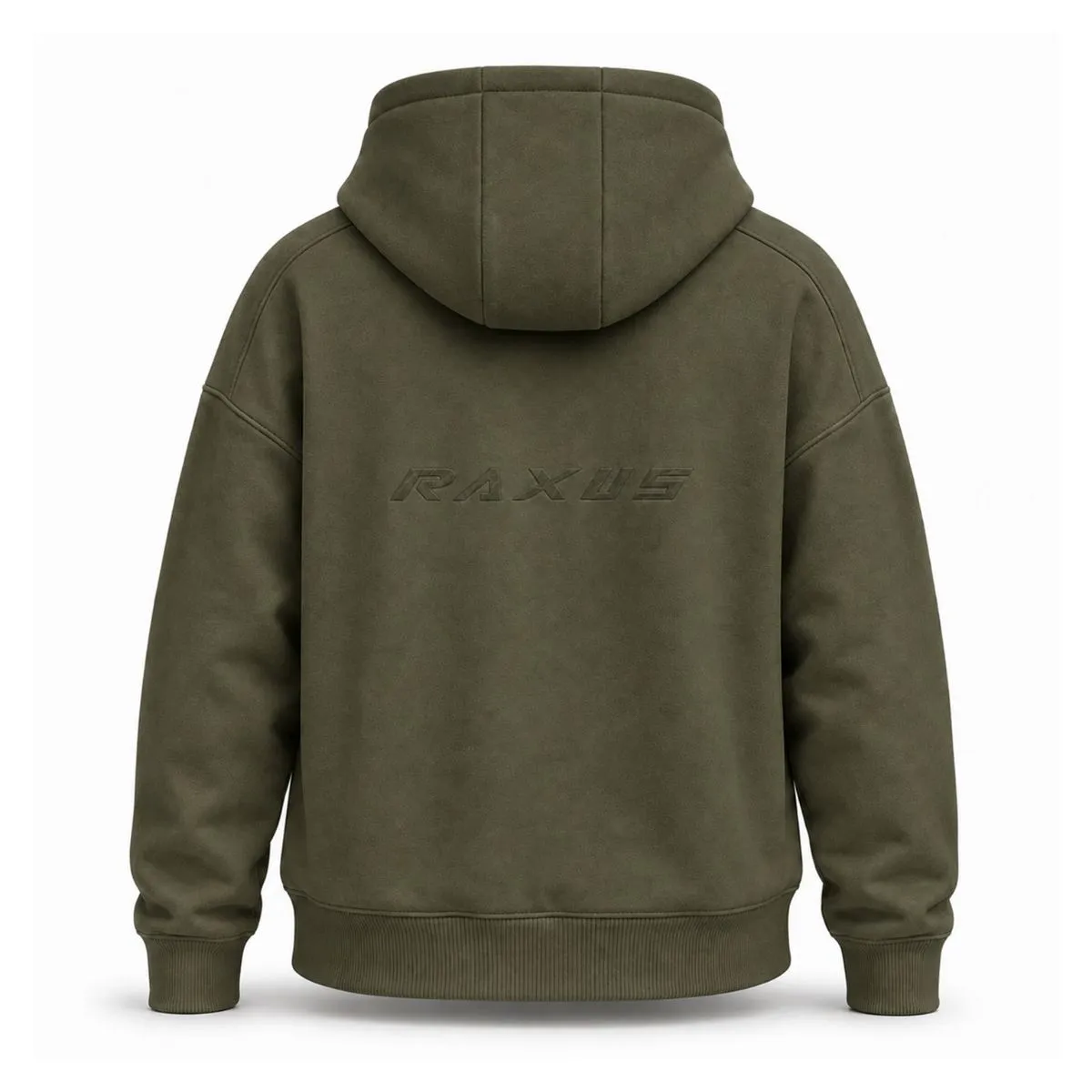 Raxus F-1 Motorcycle Hoodie Olive Green Rear View