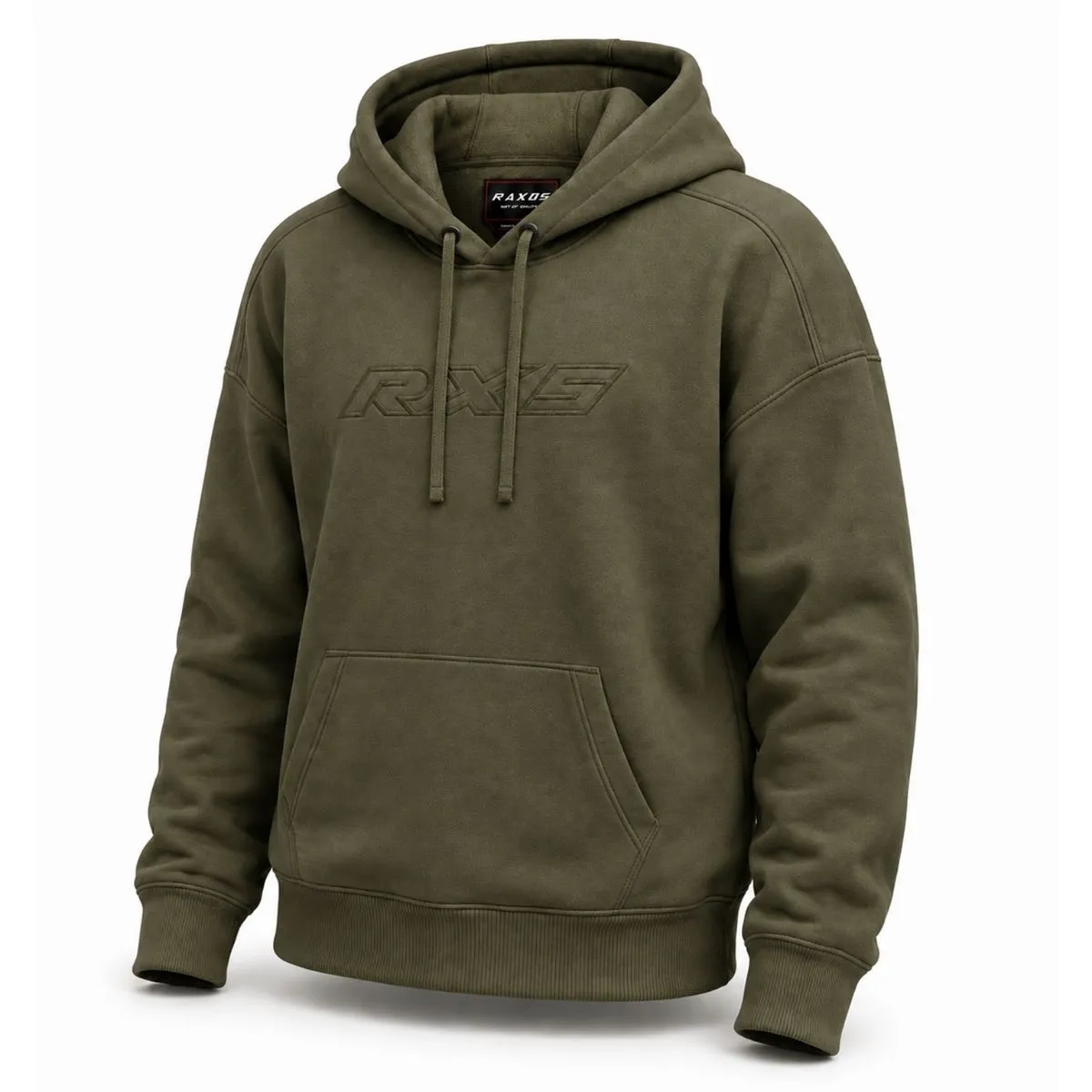 Raxus F-1 Motorcycle Hoodie Olive Green Side View