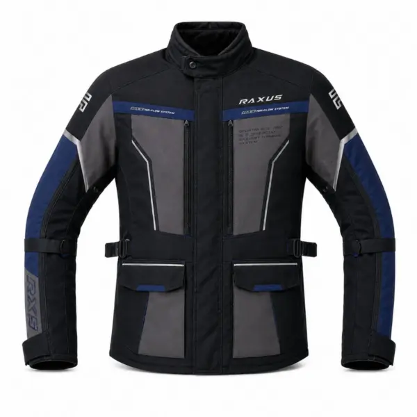 Raxus Falcon Motorcycle Jacket Blue Front View