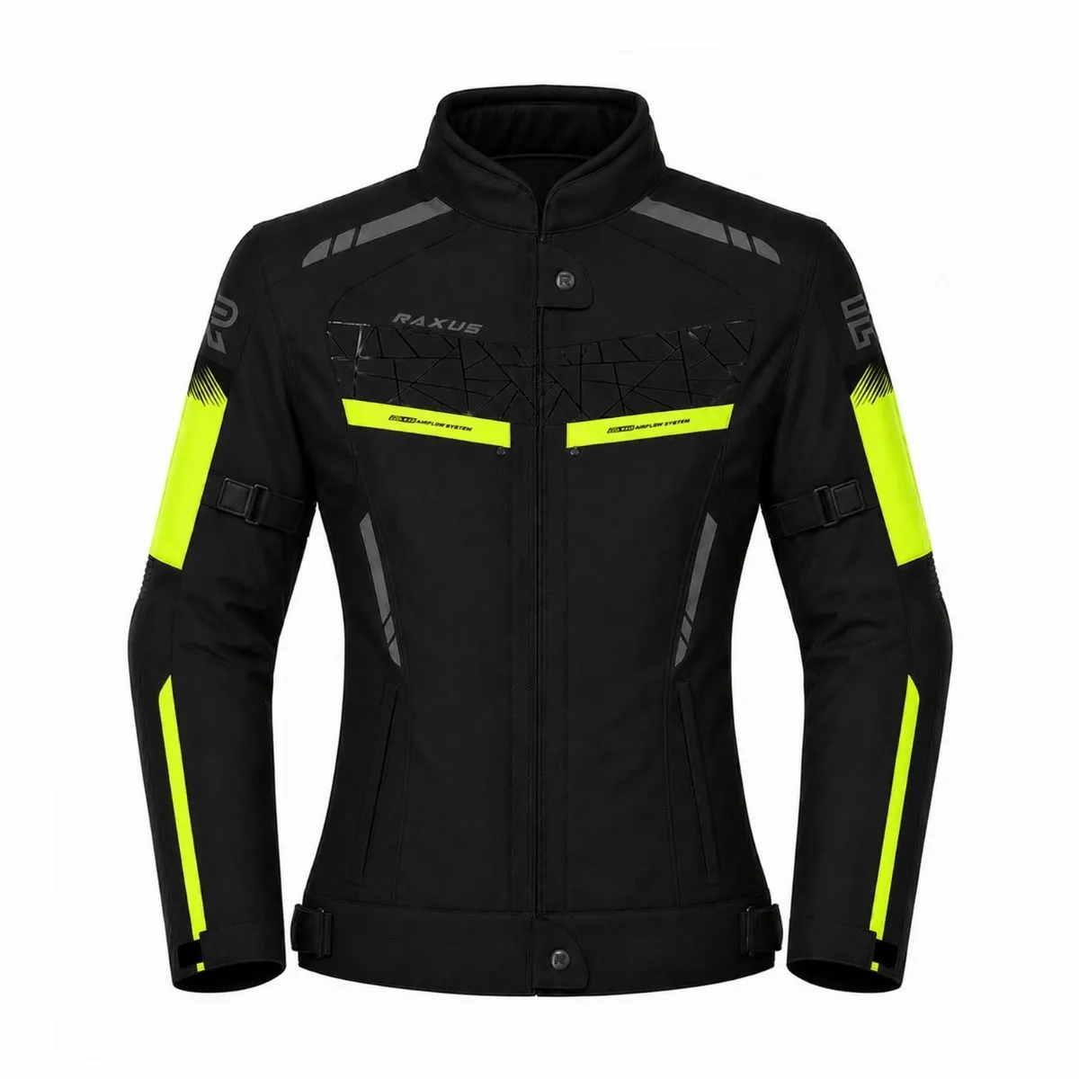 Raxus LS-1 Women's Motorcycle Jacket Floro Yellow front view