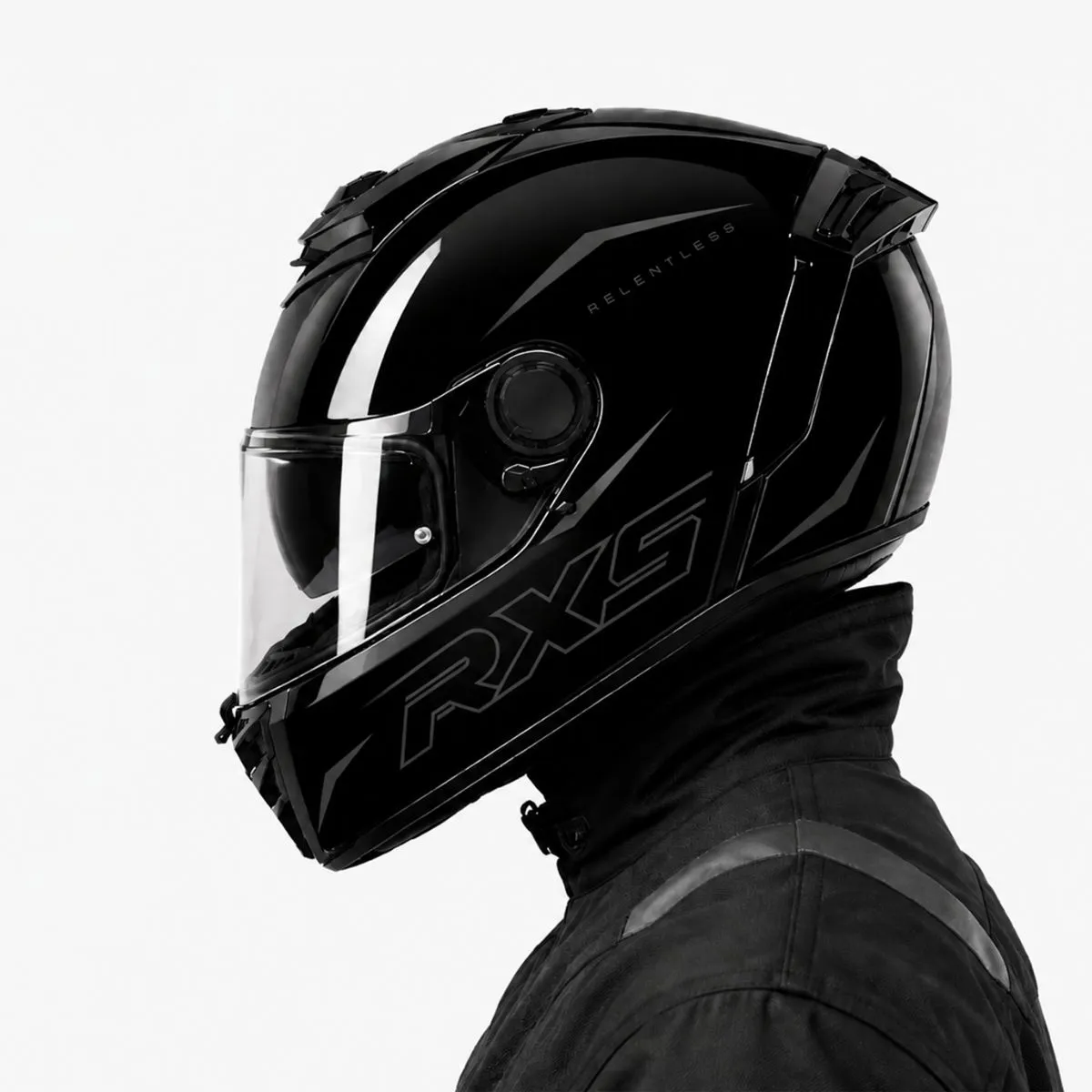 Raxus RXS Full Face Helmet Black Hero View