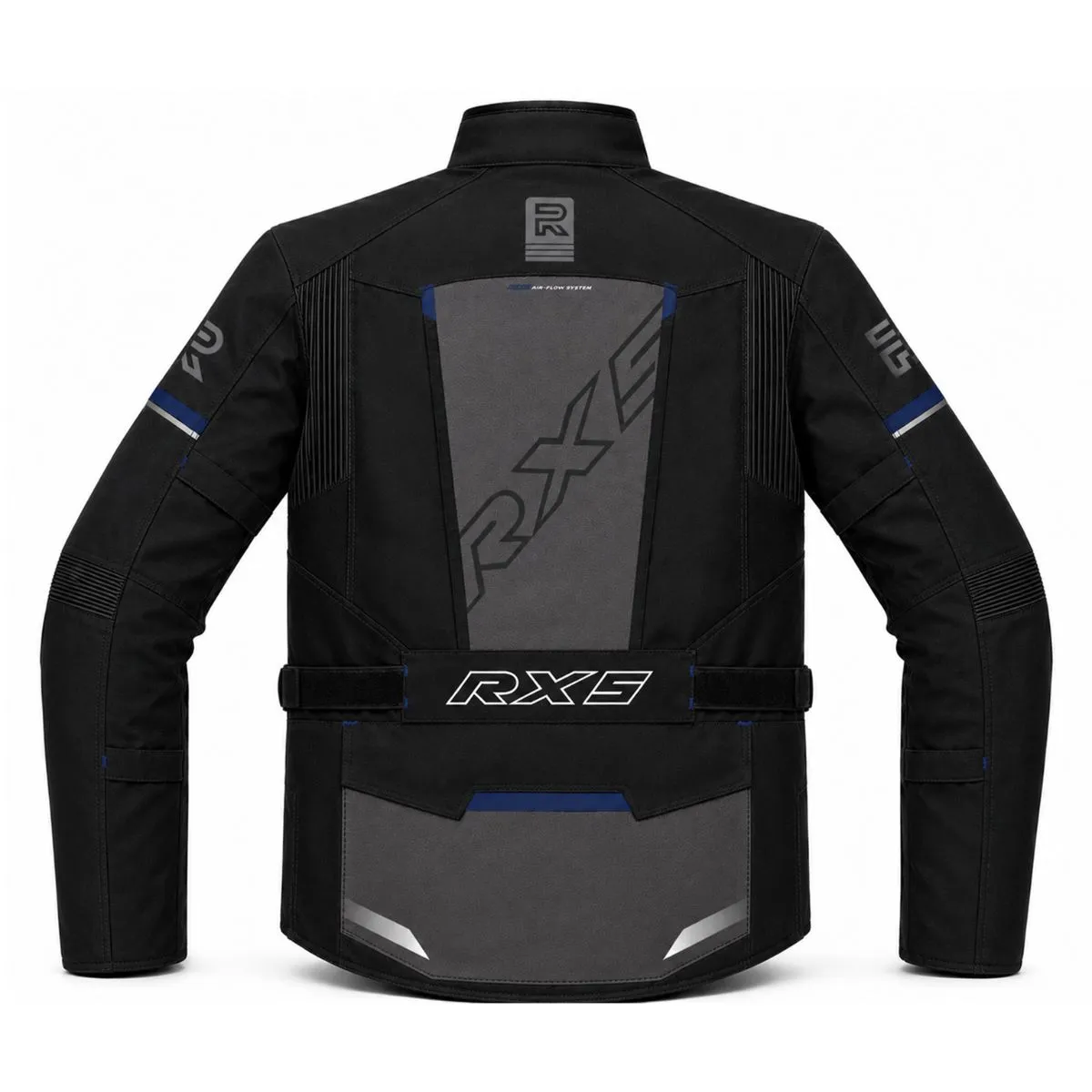 Raxus Sonic Motorcycle Jacket Black Blue Rear View