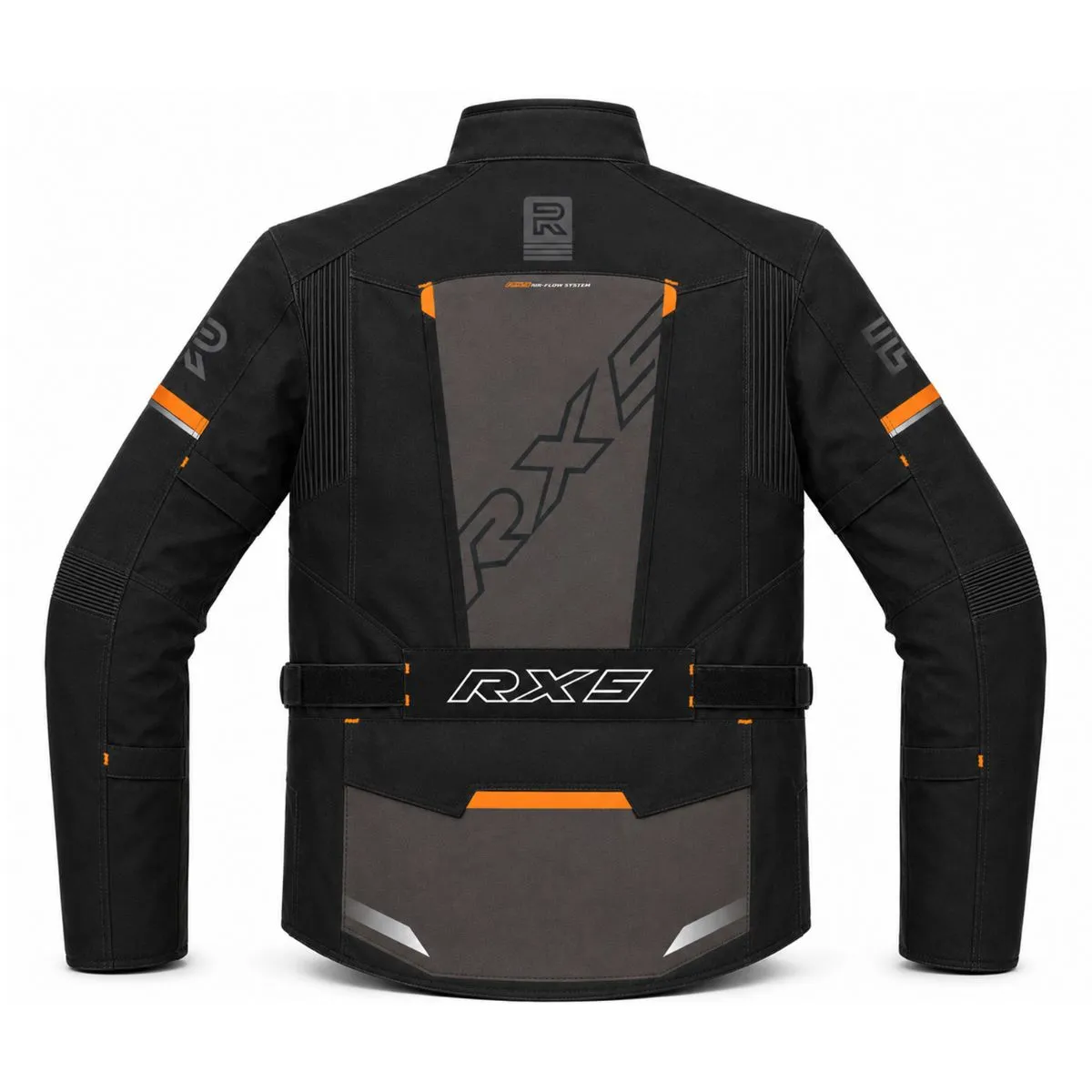Raxus Sonic Motorcycle Jacket Black Orange Rear View