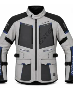 Raxus Sonic Motorcycle Jacket Grey Blue Front View
