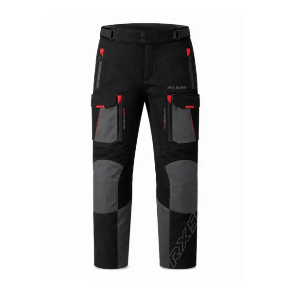 Raxus Sonic Motorcycle Pants Black Red front view