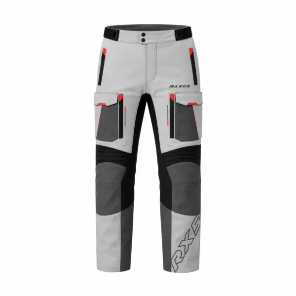 Raxus Sonic Motorcycle Pants Grey Red Front View